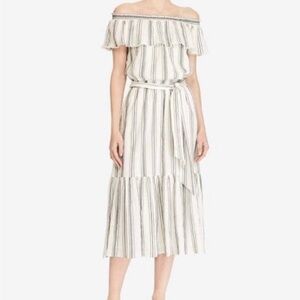 Brand new Lauren Ralph Lauren Beach Maxi Dress sz 16 Striped Off-Shoulder Midi